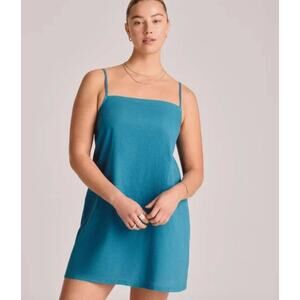 NWT Vitamin A Blue Linen Crepe Jade Mini Swim Cover Up Dress, size XL